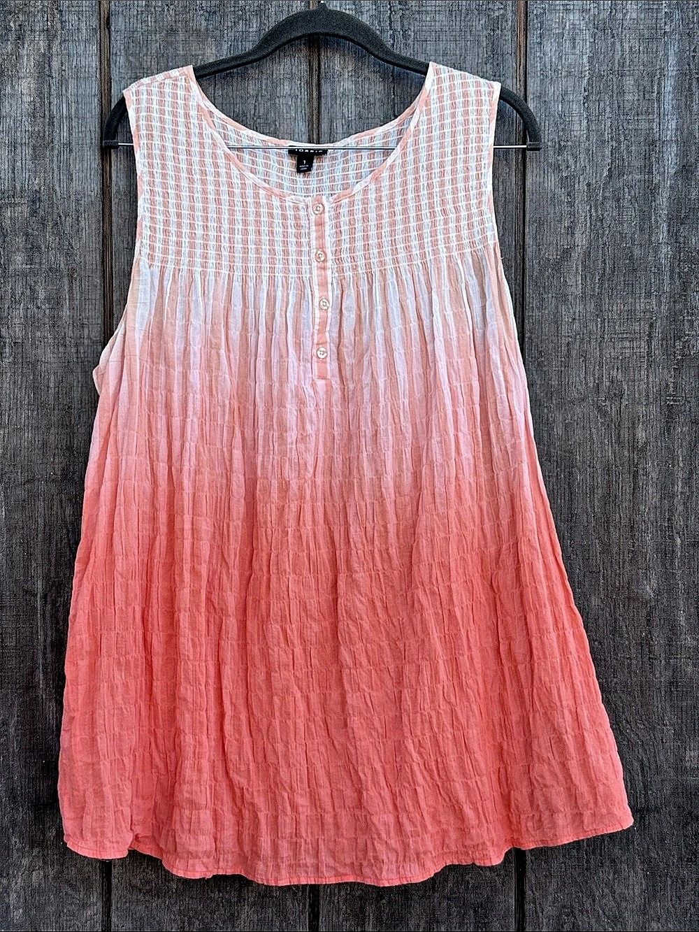 Torrid Woman’s Striped Coral & White Ombré Cotton Sleeveless Blouse Size 118